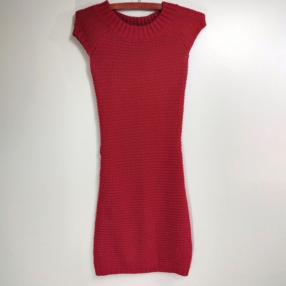 Bodycon Sweater Dress in Red - Picture 1 of 13